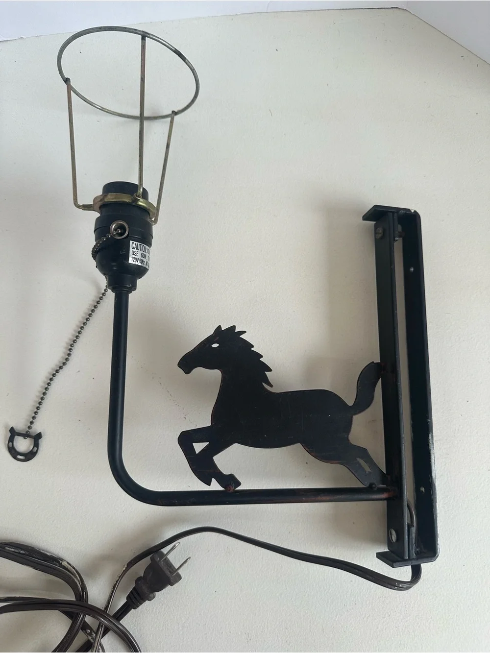 Vintage Black Horse Wall Hook Lamp Bracket